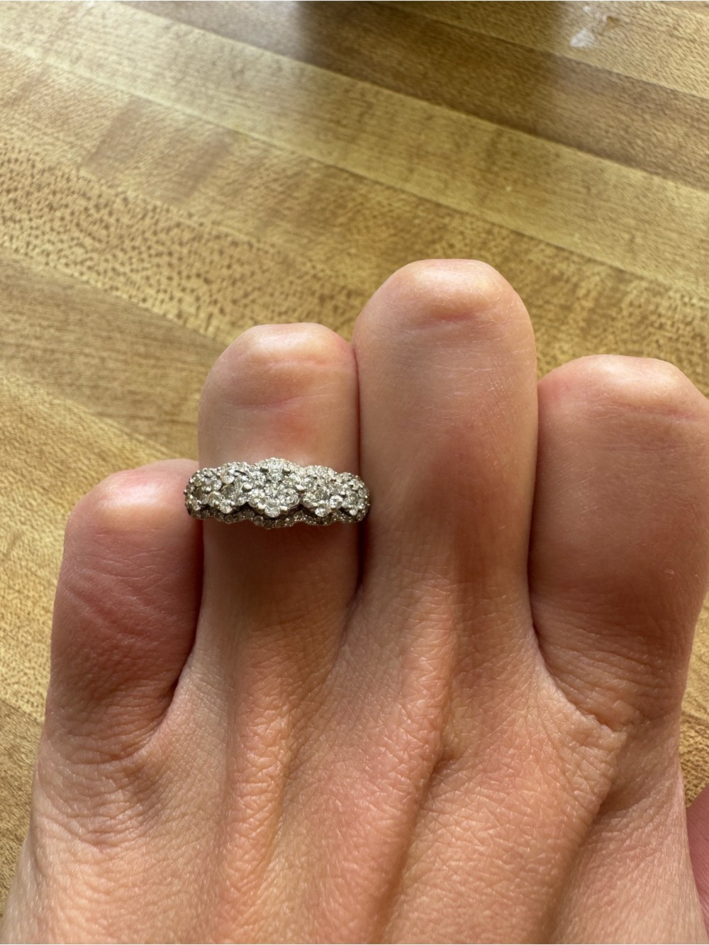 Silver Tone Pave Crystal Band Ring - Sparkling White